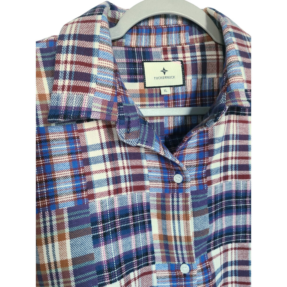 Tuckernuck Patchwork Plaid Flannel Cropped Jasper Button-Down Size XL NWT - Picture 4 of 9